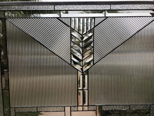 Lovely! The"Rocklin" Beveled Chevron Leaded Stained Glass Window