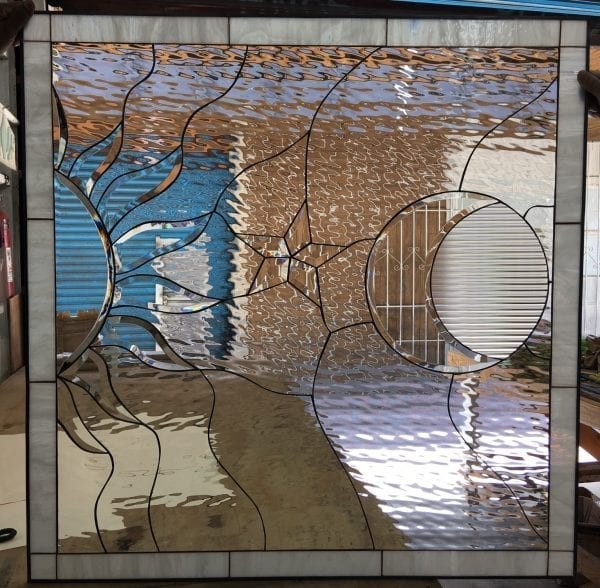Gorgeous All Clear Sun & Moon Beveled And Leaded Glass Window