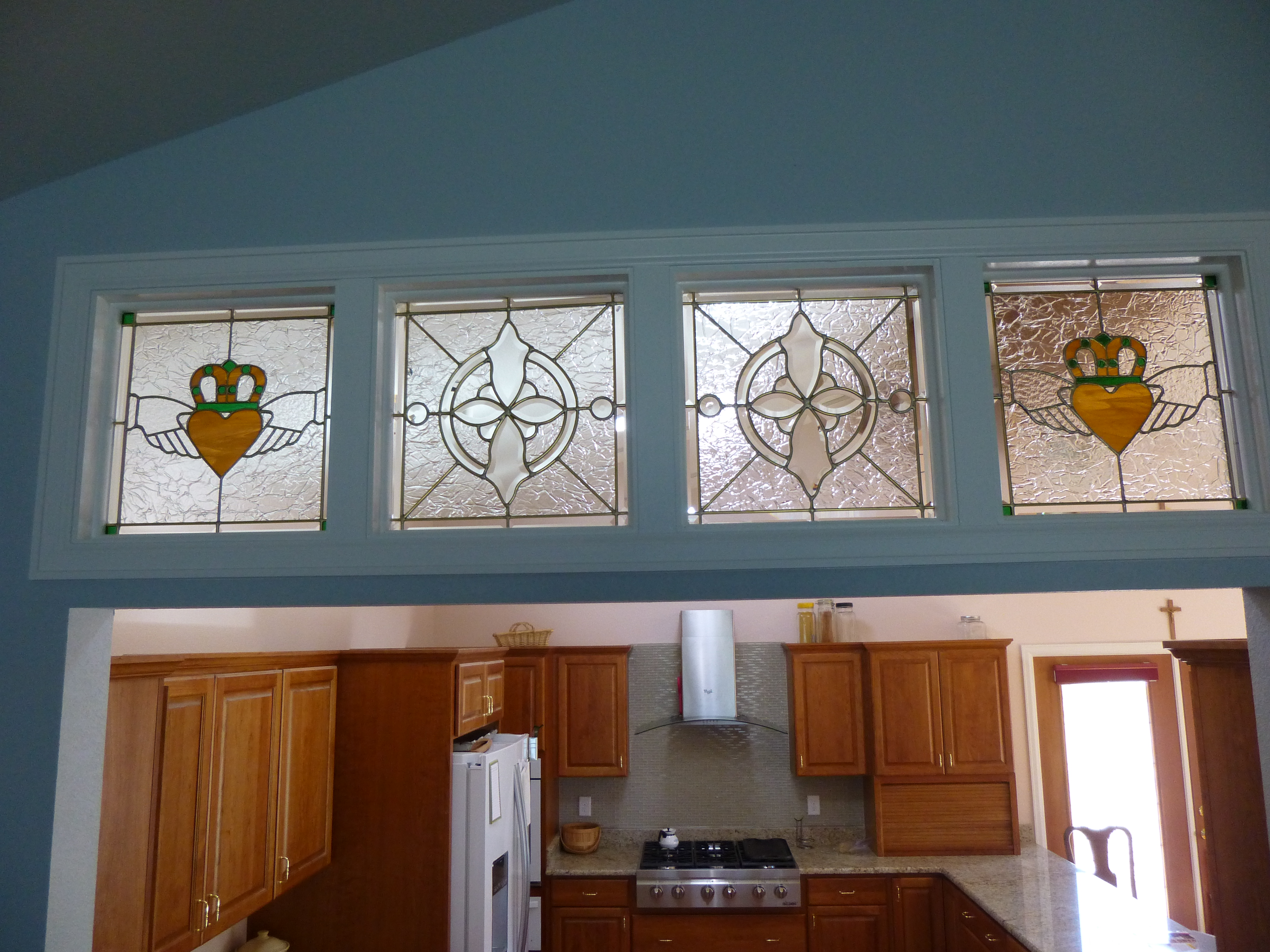 Four Decorative Pineapple Beveled Transom Stained Glass