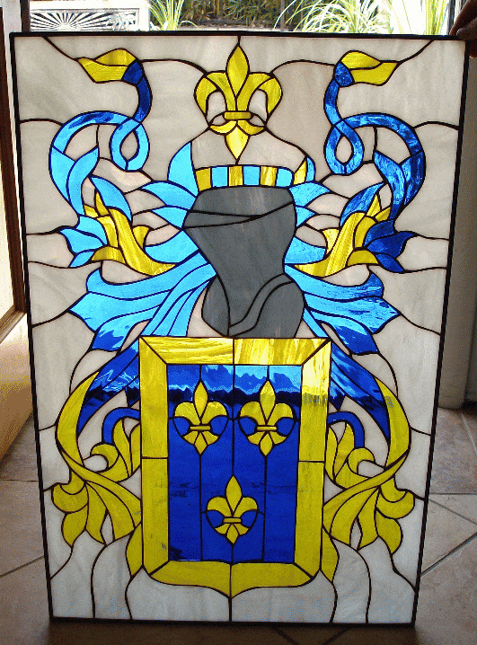 Medieval Coat Of Arms Leaded Stained Glass Panel