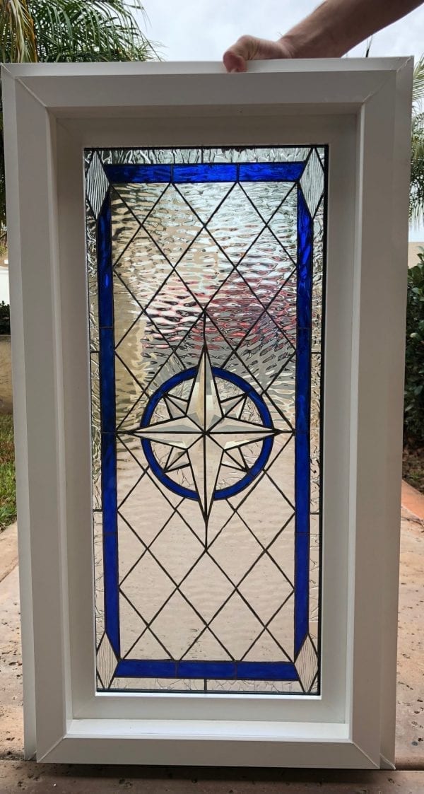 Compass Rose Beveled Stained Glass Window