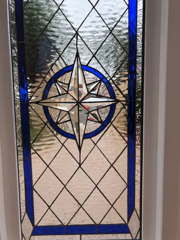 Vinyl Framed and Tempered Glass Insulated!! The "Maywood" Stained Glass & Beveled Window
