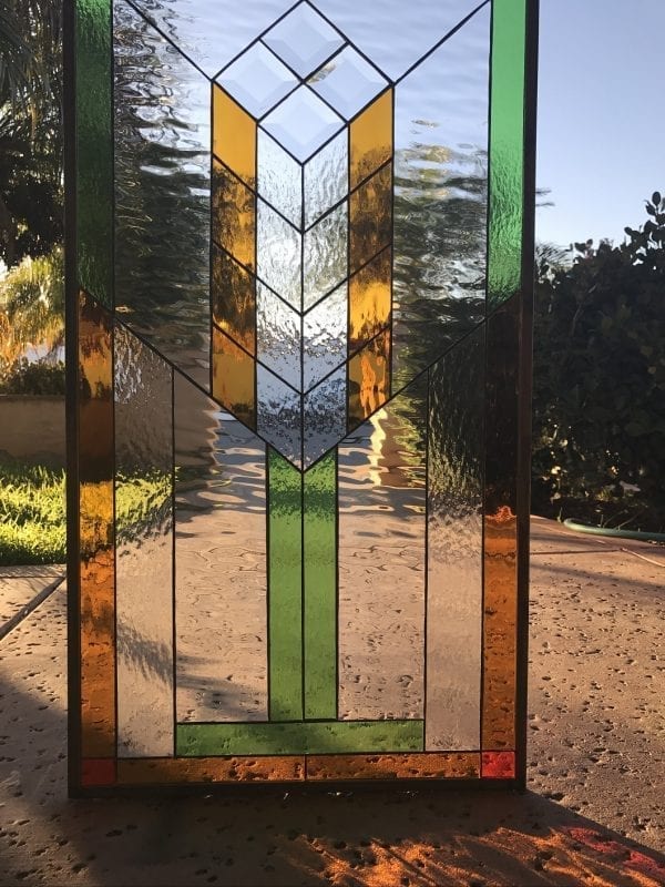 The Lovely "Denton" Prairie Mission Craftsman Stained Beveled Leaded Glass Window
