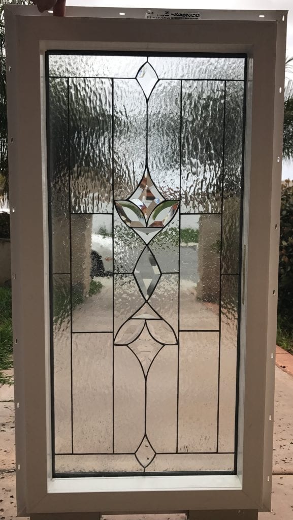 Vinyl Framed and Insulated!! The "Modesto” Leaded Stained Glass & Beveled Window