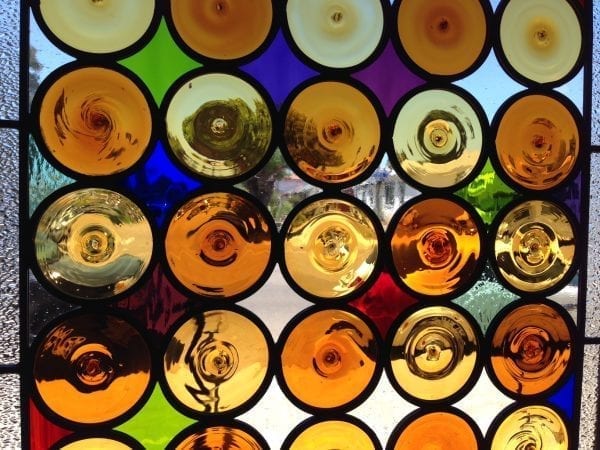 Classic Rondel (Wine Glass Bottoms) Leaded Stained Glass Window Panel