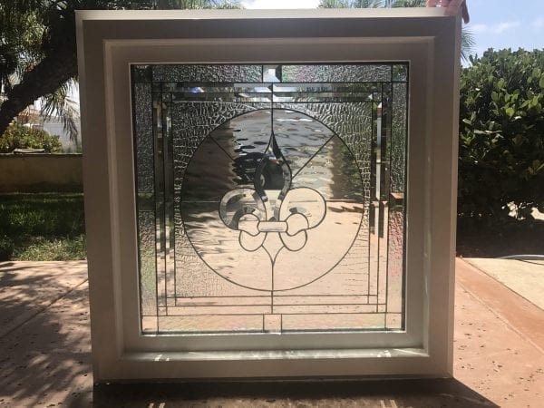 The Beautiful " Galway" All Clear Beveled Leaded Stained Window Glass Panel
