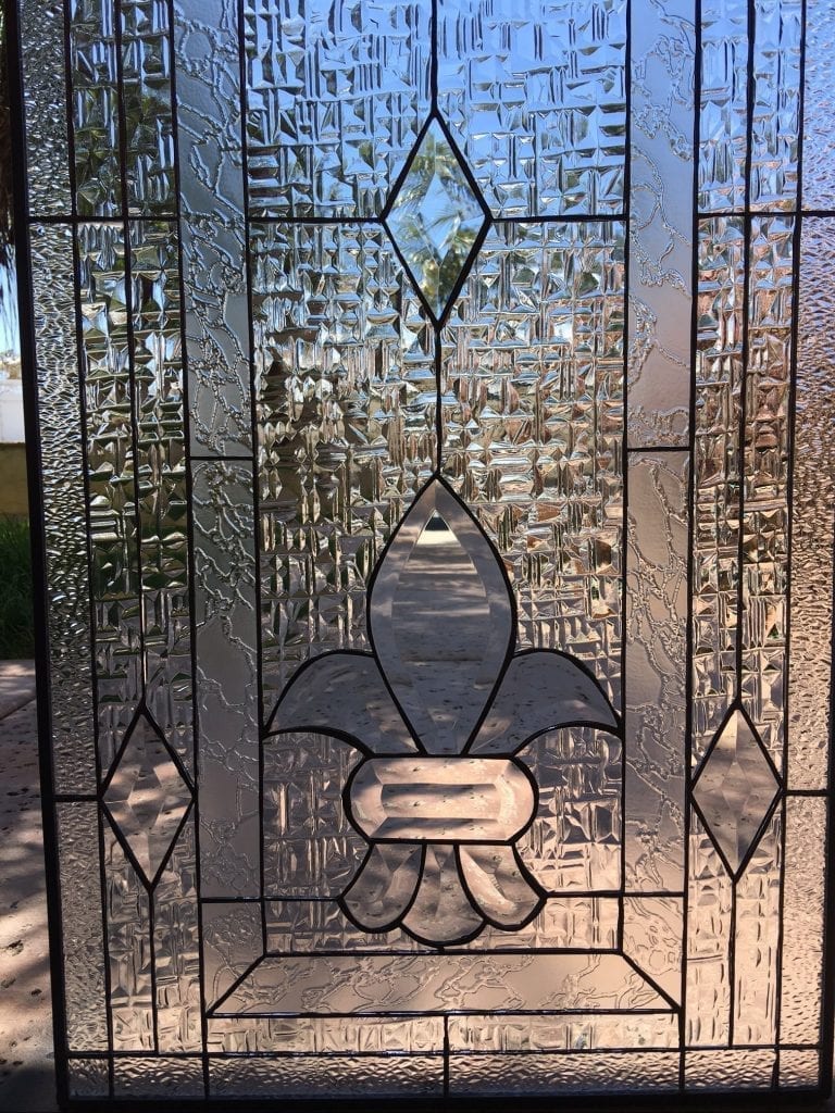 The "Le Mans" Beveled Fleur De Lis Leaded Stained Glass Window Panel
