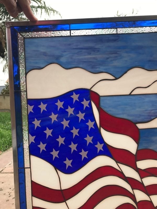 So Nice! "American Flag Pride" Leaded Stained Glass Window Panel