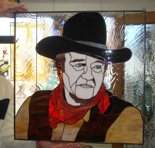 John Wayne "The Duke" Leaded Stained Glass Window