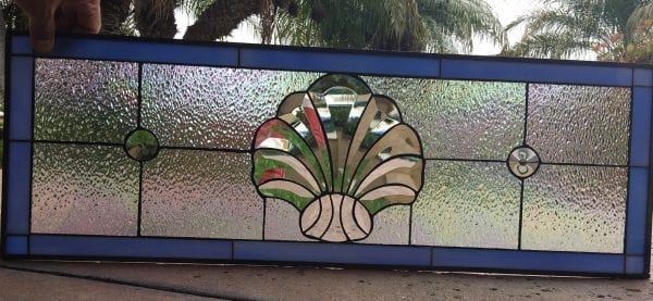 Elegant! The "Santa Margarita" Beveled Shell transom Stained Leaded Glass Window Panel