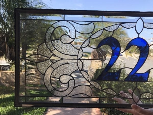 Stunning! Victorian Transom With Your address Numbers Stained Glass Window Panel