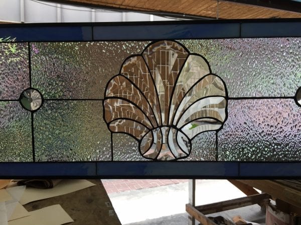 Elegant! The "Santa Margarita" Beveled Shell transom Stained Leaded Glass Window Panel