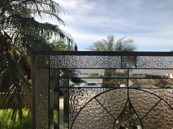 The ”Galway” Classic Fleur De Lis Stained Glass Window Insert Or Cabinet Insert