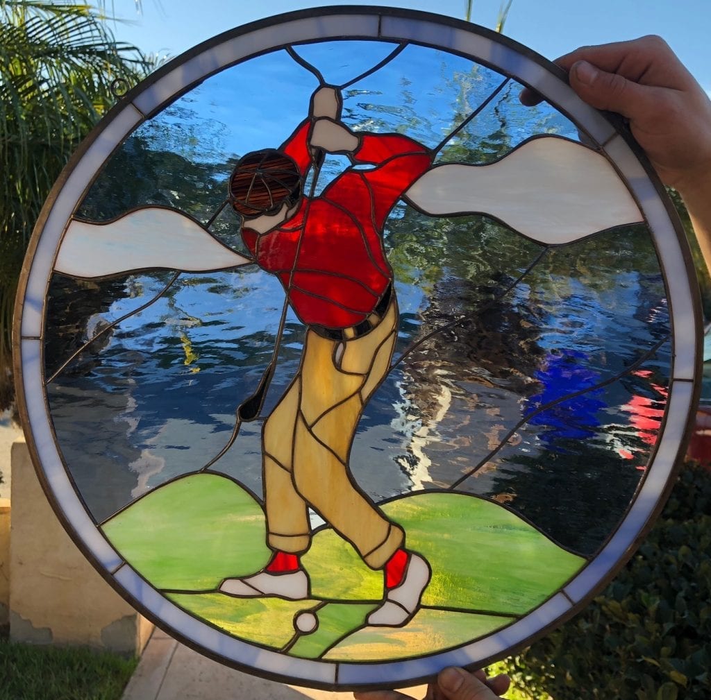 Awesome Gothic Cross Leaded Stained Glass Window Panel $ 305.00