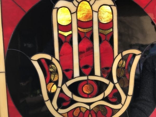 The "Hamsa Symbol" Leaded Stained Glass Window Panel