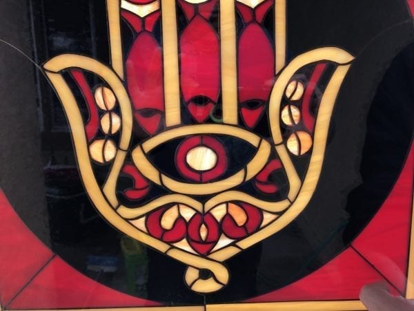 The "Hamsa Symbol" Leaded Stained Glass Window Panel