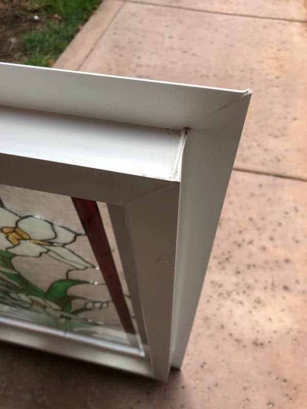 Lovely Iris Leaded Stained Glass Window ( Insulated and pre-installed in vinyl frame)