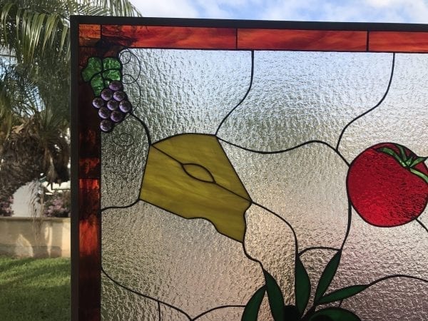 So Unique! The "Italian Chef " Kitchen Stained Glass Window Panel or Cabinet Insert