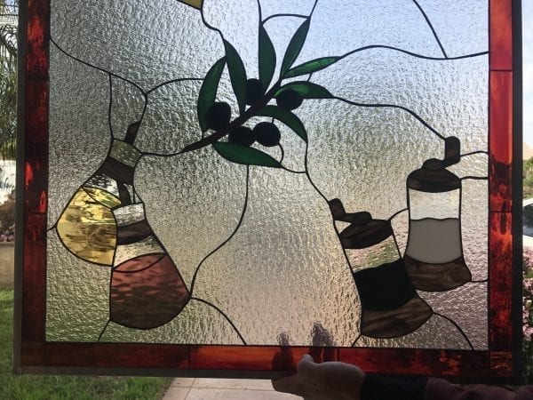 So Unique! The "Italian Chef " Kitchen Stained Glass Window Panel or Cabinet Insert