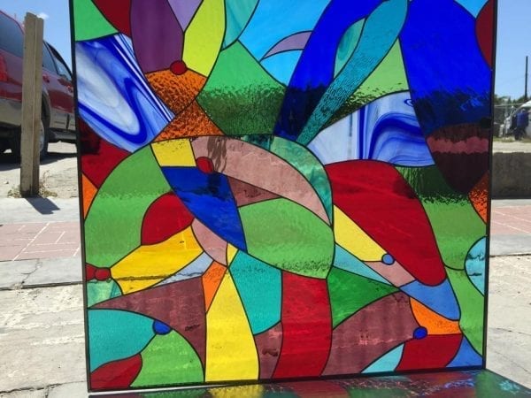 The "Seven Fish" Custom Stained Glass Window Panel