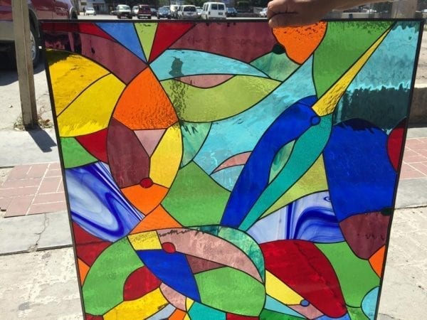 The "Seven Fish" Custom Stained Glass Window Panel