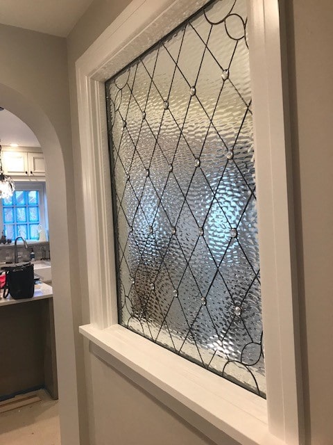 All Diamond Leaded Glass Panel Used As A Partition Between