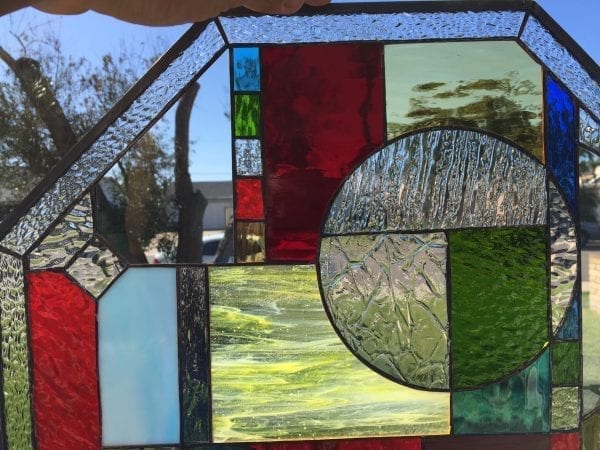 Colorful! Mission/Prairie Stained Glass Octagon Window Panel