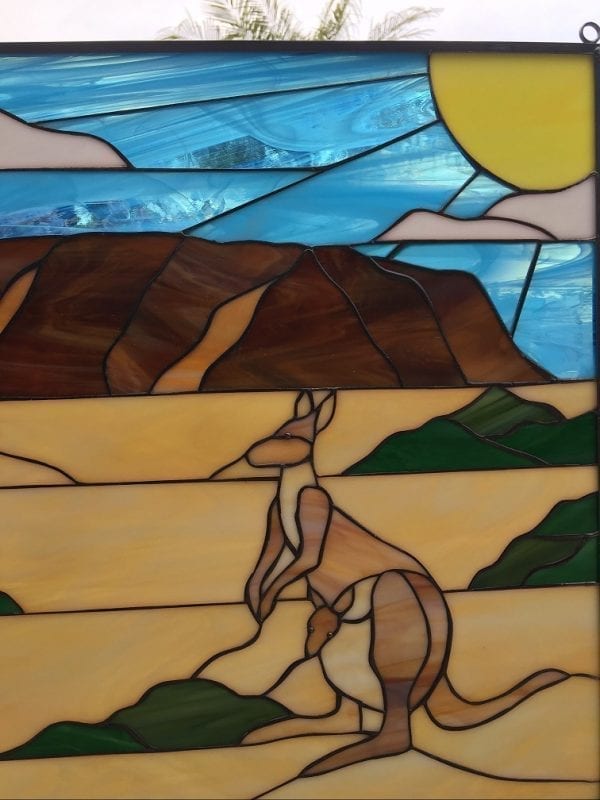 So Unique! Cozy Koala Bears & Kangaroo Leaded Stained Glass Window