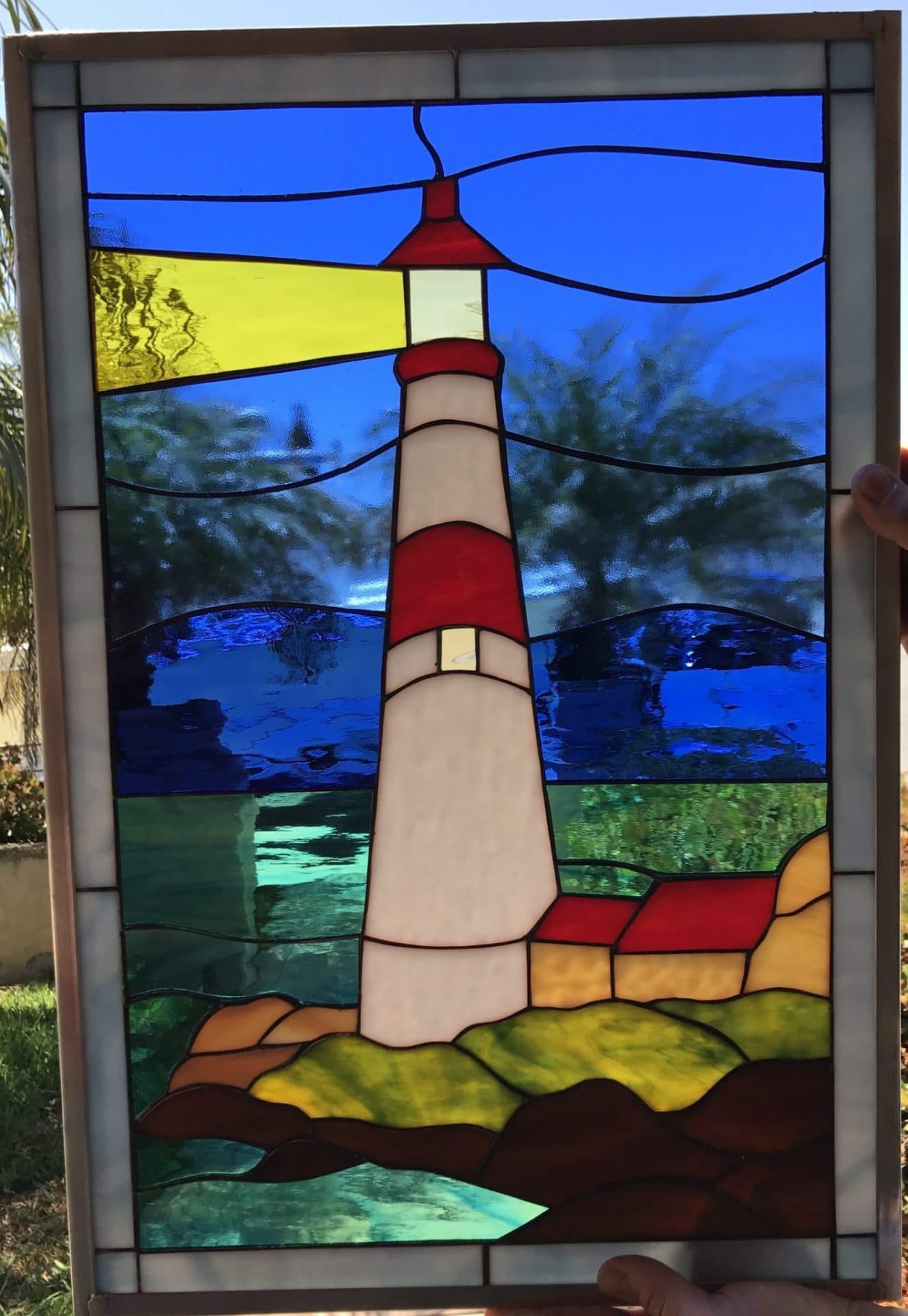 Stained glass lighthouse night light clearance