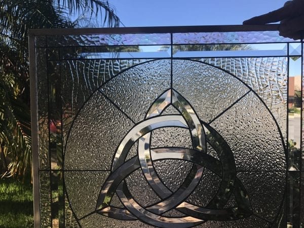 The "Beveled Limerick" All Clear Irish Celtic Knot Leaded Stained Glass Window Panel