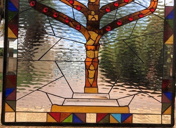 Beautiful! Jewish Menorah Stained Glass Window Panel