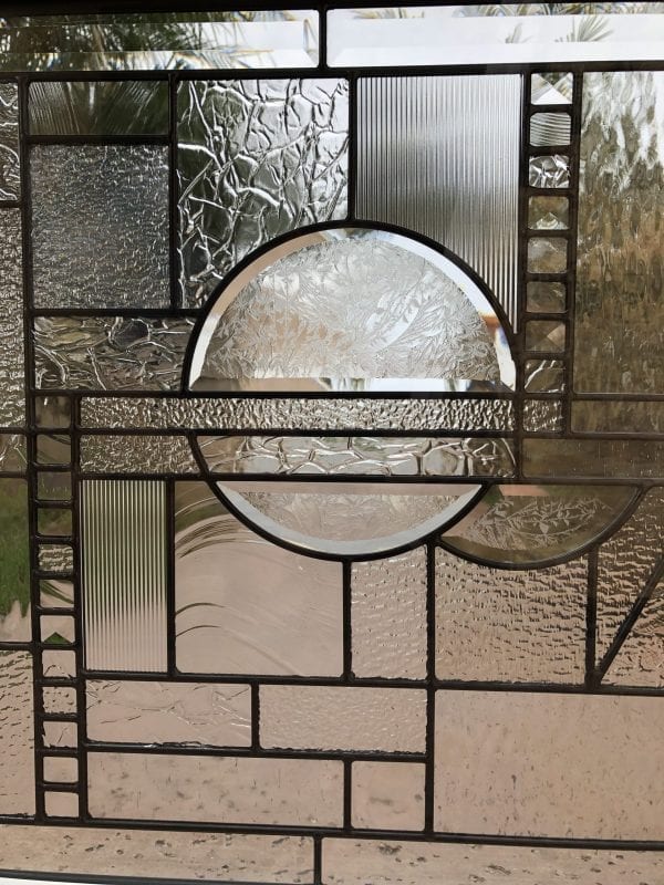 The "Palos Verdes" Mission Beveled Leaded Stained Glass Window (Insulated In Tempered Glass & Vinyl Framed)