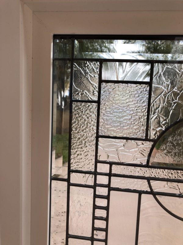The "Palos Verdes" Mission Beveled Leaded Stained Glass Window (Insulated In Tempered Glass & Vinyl Framed)