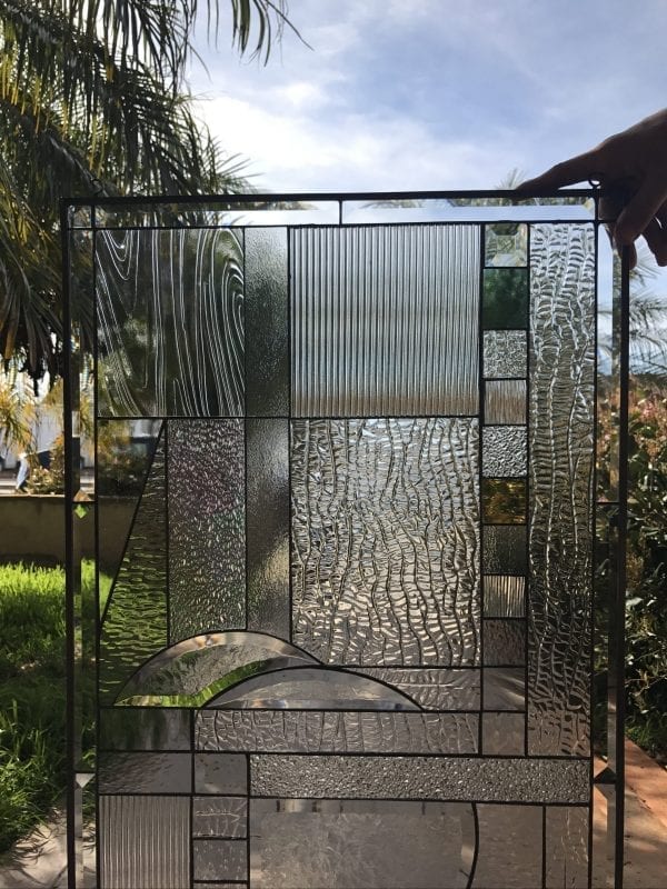 The "Palos Verdes" All Clear Beveled Glass Mission Prairie Style Leaded Panel
