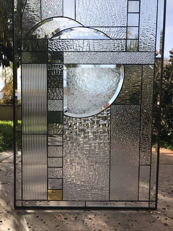 The "Palos Verdes" All Clear Beveled Glass Mission Prairie Style Leaded Panel