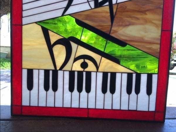 Colorful & Unique Music/Piano Leaded Stained Glass Window