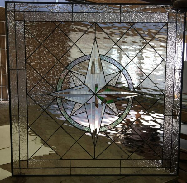 So Beautiful! The “Beveled Maywood” Compass Leaded Stained Glass Window