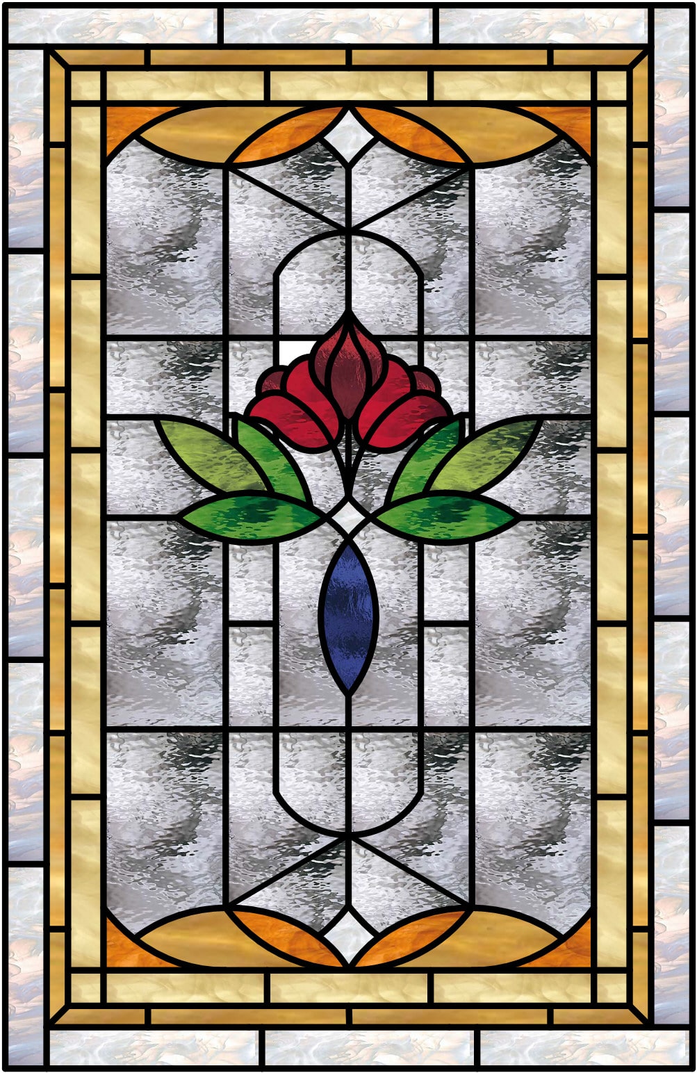 Insulated And Pre Installed In Vinyl Frame Victorian Rose 2 Style Stained Glass Window
