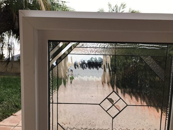 Install ready! Vinyl Framed and Insulated The "Del Mar" Leaded Stained Glass & Beveled Window