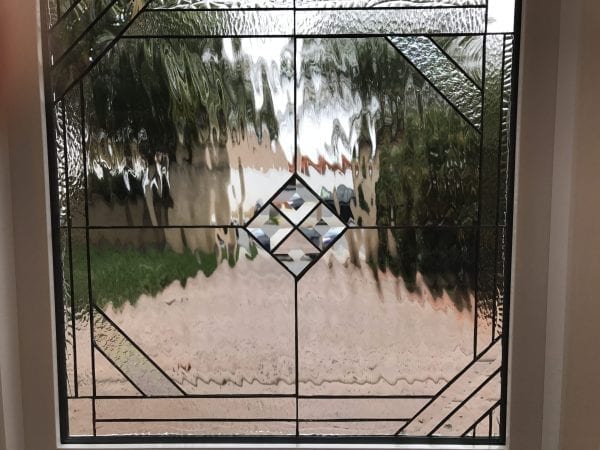 Install ready! Vinyl Framed and Insulated The "Del Mar" Leaded Stained Glass & Beveled Window