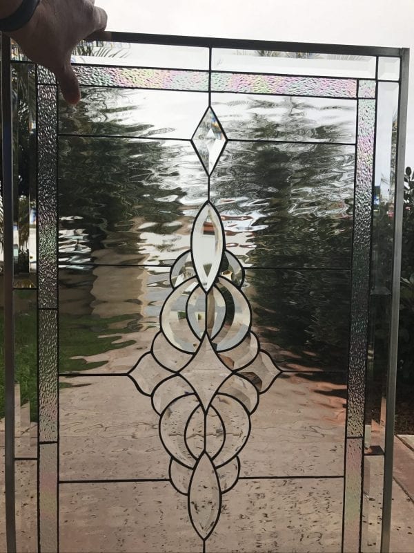 The "Oakley" Classic Beveled Clear Glass Cluster with Leaded Waterglass Background