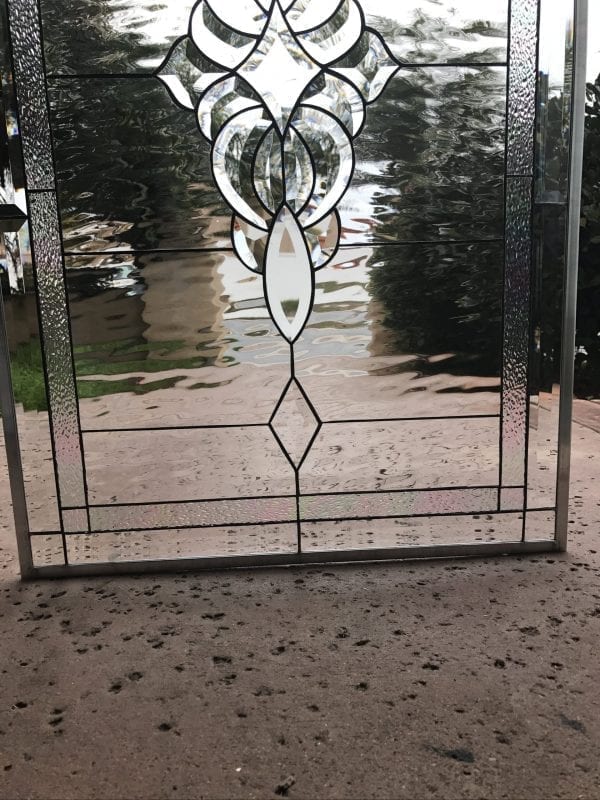 The "Oakley" Classic Beveled Clear Glass Cluster with Leaded Waterglass Background