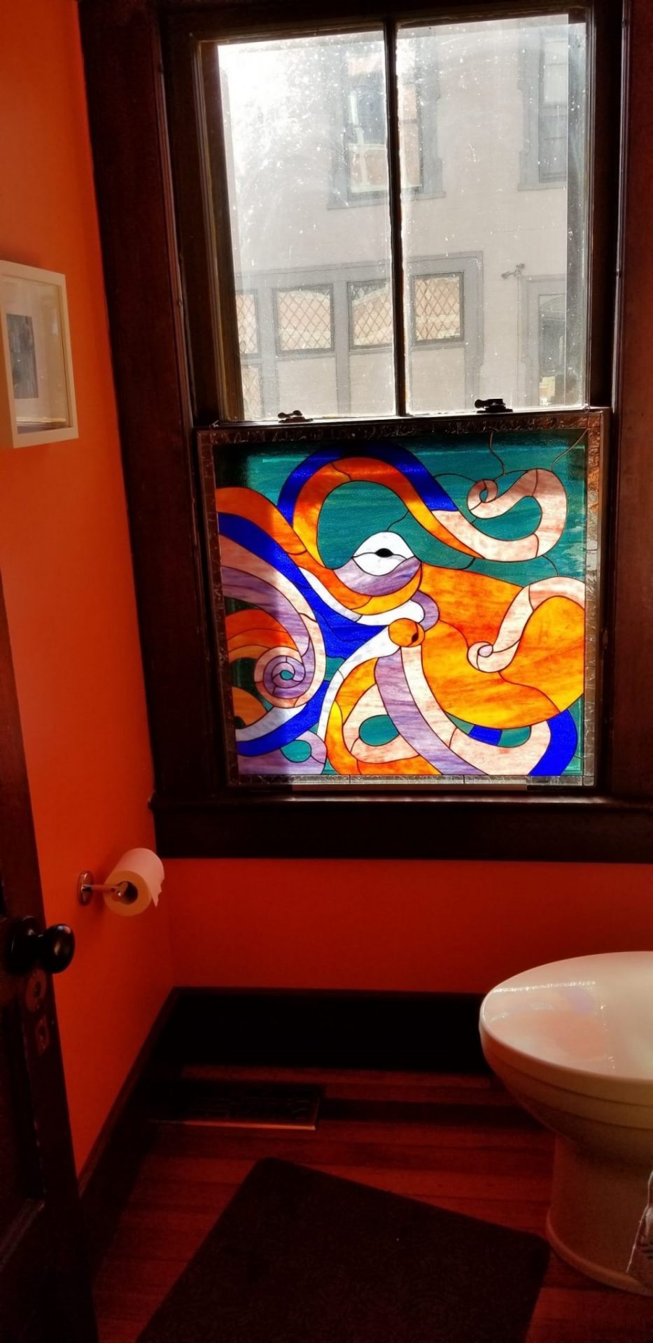 Colorful Octopus Stained Glass Window