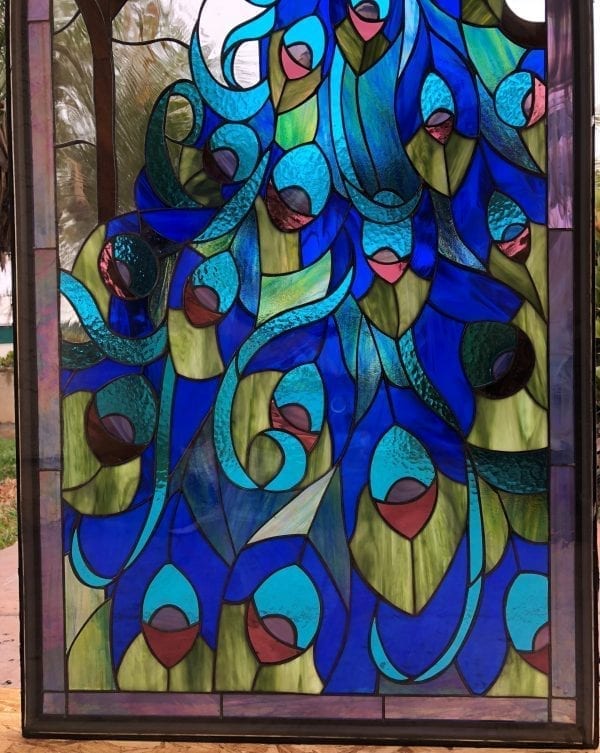 Wow! Colorful Peacock Stained Glass Window Panel
