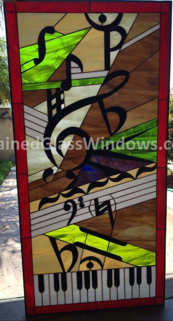 Colorful & Unique Music/Piano Leaded Stained Glass Window