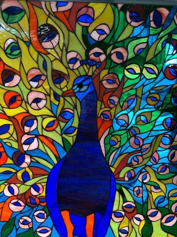 Colorful Peacock Tail! Stained Glass Window