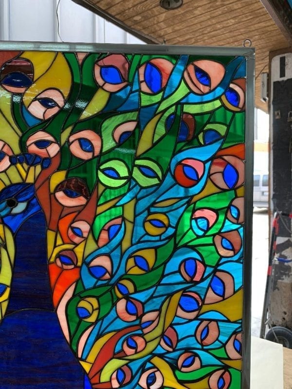 Colorful Peacock Tail! Stained Glass Window