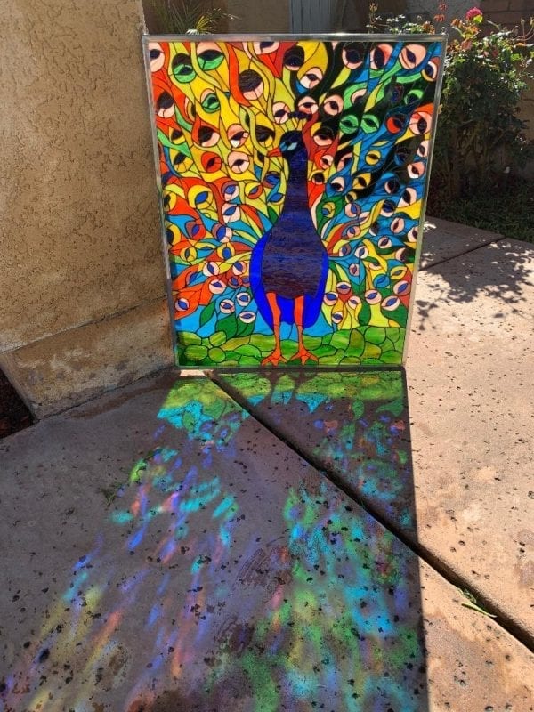 Colorful Peacock Tail! Stained Glass Window