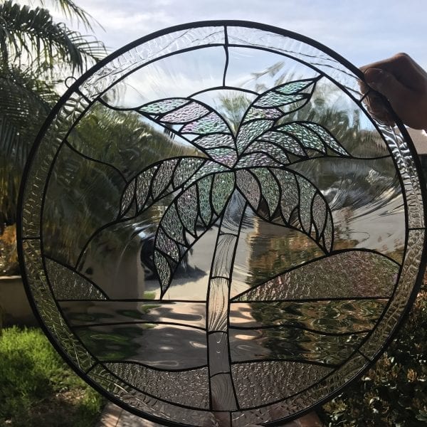 Palm Tree Bliss Leaded Stained Glass Window Panel