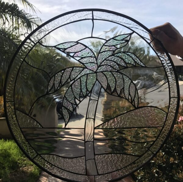 Palm Tree Bliss Leaded Stained Glass Window Panel